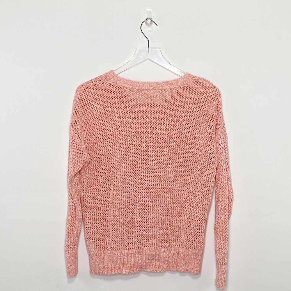 Gap Sweater Size L Spring Loose Knit Pull-Over Coral/White Long Sleeved - Picture 2 of 8